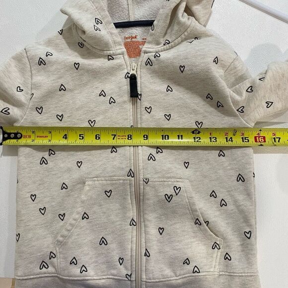 Cat & Jack Girls Beige Heart Print Sherpa-Lined Zip Hoodie Size M (8) - Picture 4 of 4